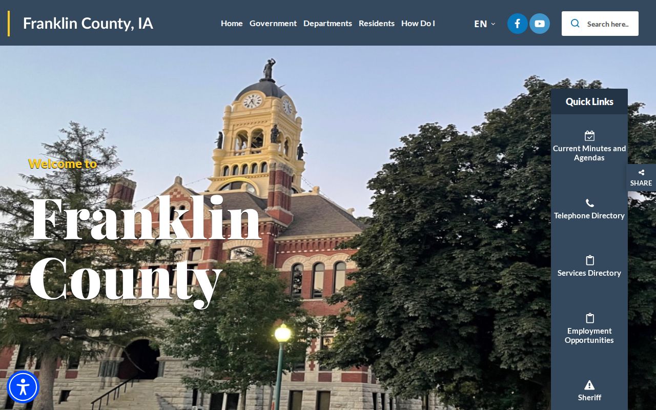 Franklin County criminal history department navigation on the official county website